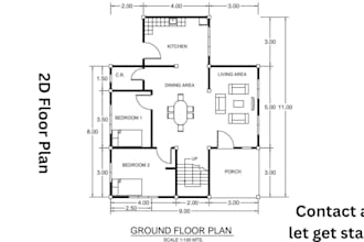 do project planning, architecture, 2d floor plan, mep design, city permit