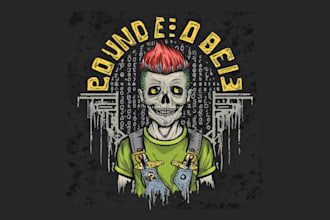 make hand drawn skull graffiti logo t shirt design illustration