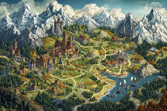 draw fantasy map for rpg fantasy dnd novels board game