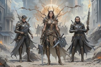 draw sci fi or fantasy concept art illustration character