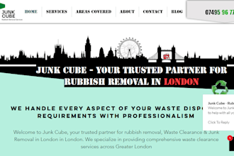 design roofing, landscaping, junk removal website in wix, squarespace