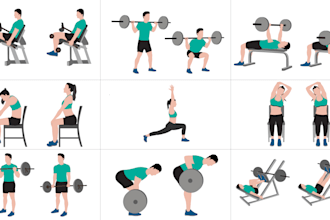 create exclusive illustration of exercises, yoga,  workout, fitness in 24hrs