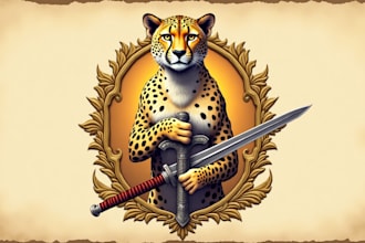 design unique cheetah with sword logo with free source file