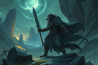 do dnd fantasy sci fi character or landscape illustration