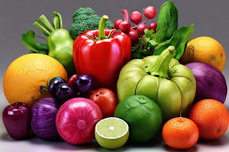 illustrate digitally realistic fruits or veggies