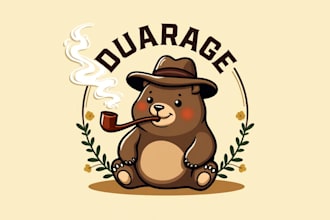do creative business bear smoking mascot logo design with express delivery