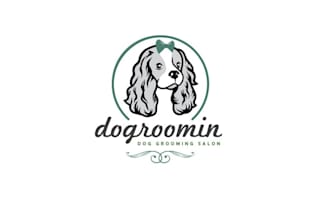 design playful natural dog grooming salon logo