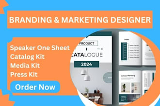 design, catalog kit, speaker one sheet, media kit or press kit in 24 hours