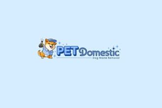design funny dog mascot growing lawn service business logo
