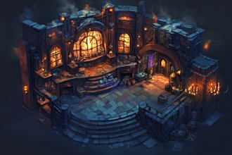 make a fantasy sci fi environment design and concept art for your game
