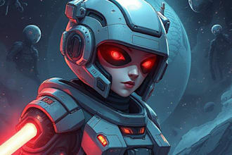 make sci fi character illustration or sci fi character art