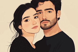 illustrate a vintage couple portrait