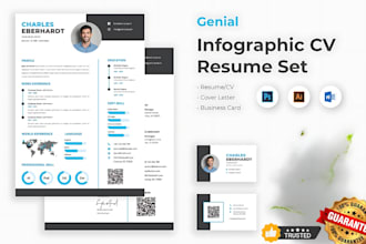 create a modern, job winning resume cover letter editable word PDF