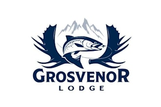 design classic remote alaskan fishing lodge logo