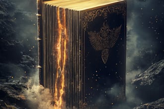 create an epic fantasy book cover design or ebook cover
