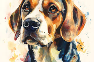 paint dog, cat or any pet portrait using watercolor