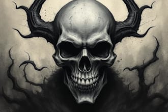 create dark art, horror or skull artworks illustration