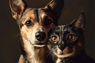 do realistic digital pet portrait dog, cat, horse