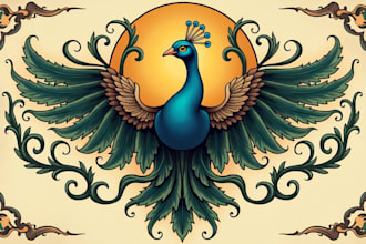 design awesome peacock logo with unlimited revisions