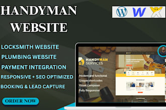 design handyman, plumbing, hvac, electrician roofing, cleaning website locksmith