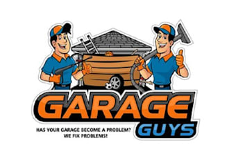 design mascot cartoon garage guys logo