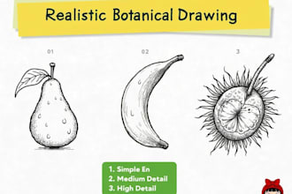 draw realistic scientific botanical illustrations of flowers