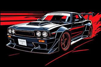 draw a jdm car vector illustration for t shirt design