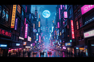 make futuristic cyberpunk city or background art