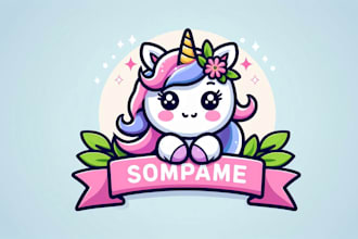 do awesome cute unicorn mascot logo design