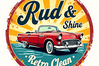 design high quality vintage cleaning car wash logo with unlimited revision
