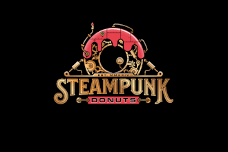 design unique steampunk donuts logo