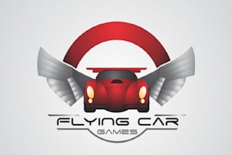 design elegant flying car games logo