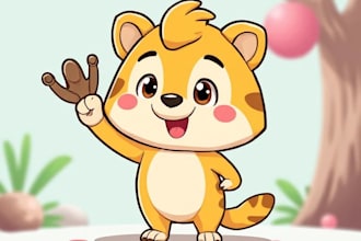 draw cute animal cartoon mascot character