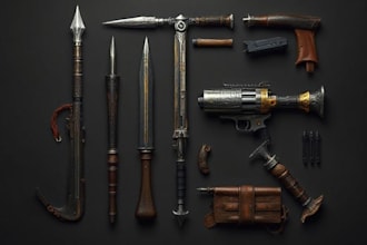 design creative concept art of weapons and items