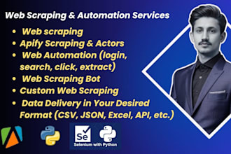 do data scraping using apify, selenium and scrapy