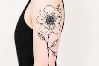 draw line art minimal minimalist flower tattoo sleeve illustration design
