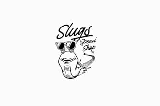 design speed shop meets cartoon logo