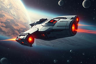 design spaceship, sci fi illustration and sci fi art
