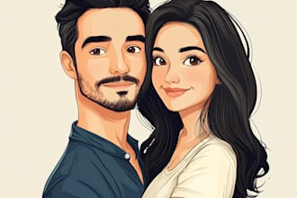 draw your photo into couple portrait illustration for gift