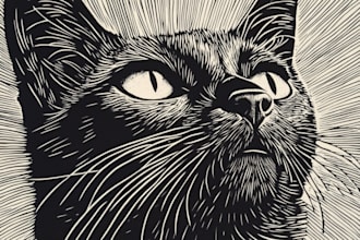 draw a pet portrait using linocut technique