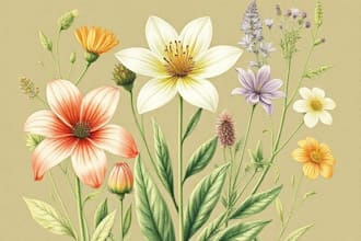 hand drawn botanical flower plants scientific illustration