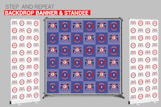 design a clean step and repeat backdrop, or event banner