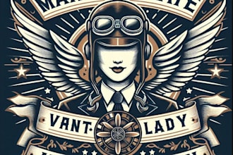 make amazing vintage lady aviation logo
