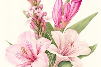 draw botanical and flower line art illustration
