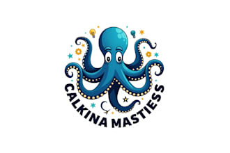 do awesome octopus mascot logo design with company