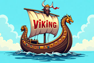design creative viking ship mascot logo  for your business