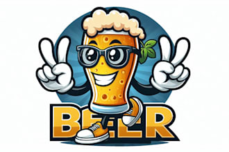 do awesome beer cartoon groovy mascot logo design