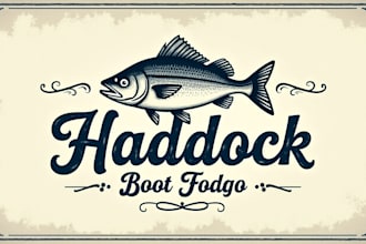 design unique haddock fish logo with source file in 24 hours