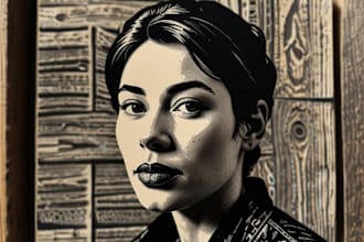 create a custom portrait in linocut style