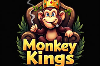 do awesome monkey smoking king mascot logo design